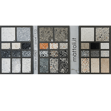 Monolayer terrazzo tiles and terrazzo slabs